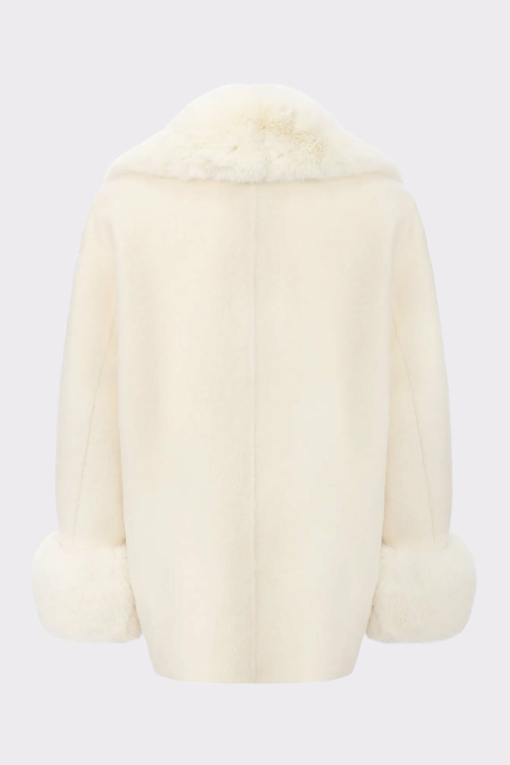 Althea Faux Fur Collar Cocoon Coat: White Coat for Winter Party | Nana Jacqueline