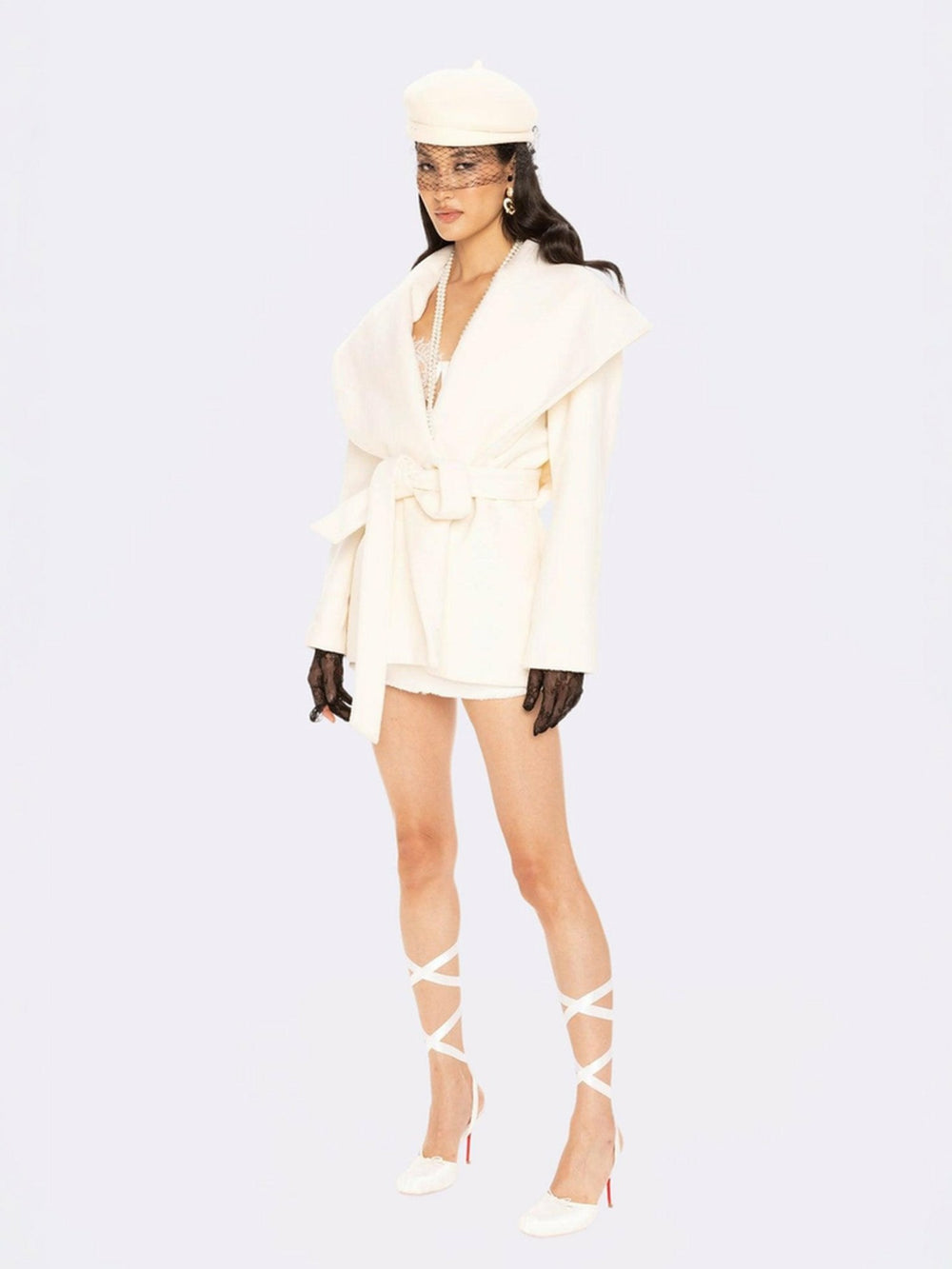Victoria Bow Coat: White Coat for Bridal Shower | Nana Jacqueline