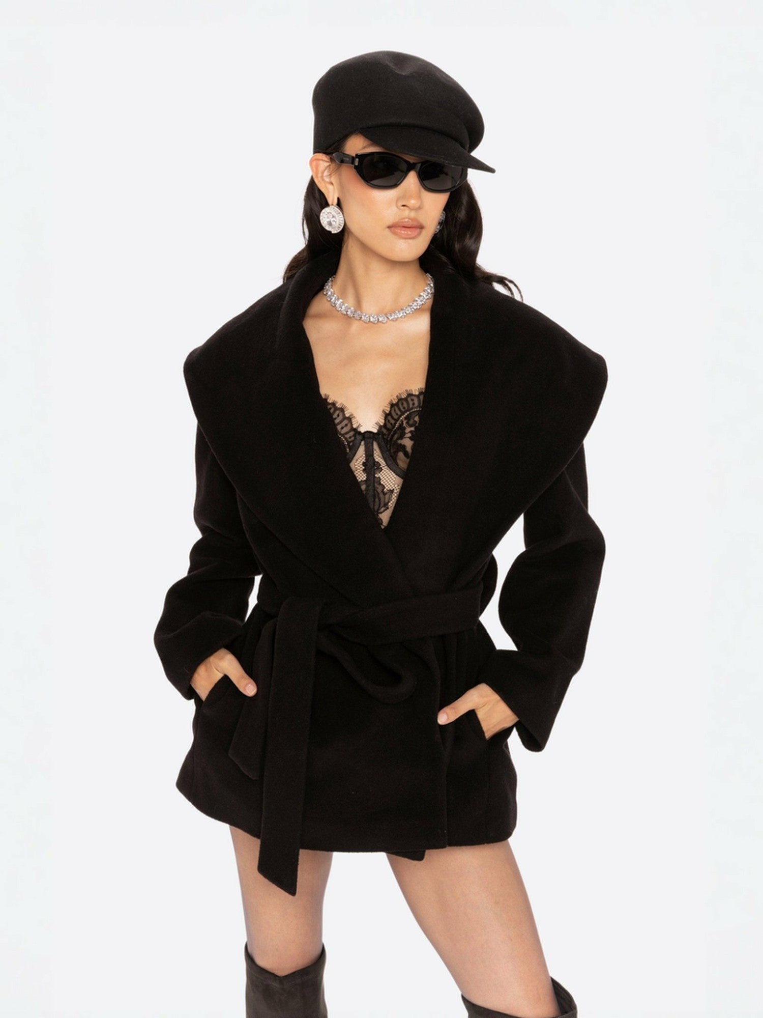 Victoria Bow Coat: Black Wool Coat for Date Night | Nana Jacqueline