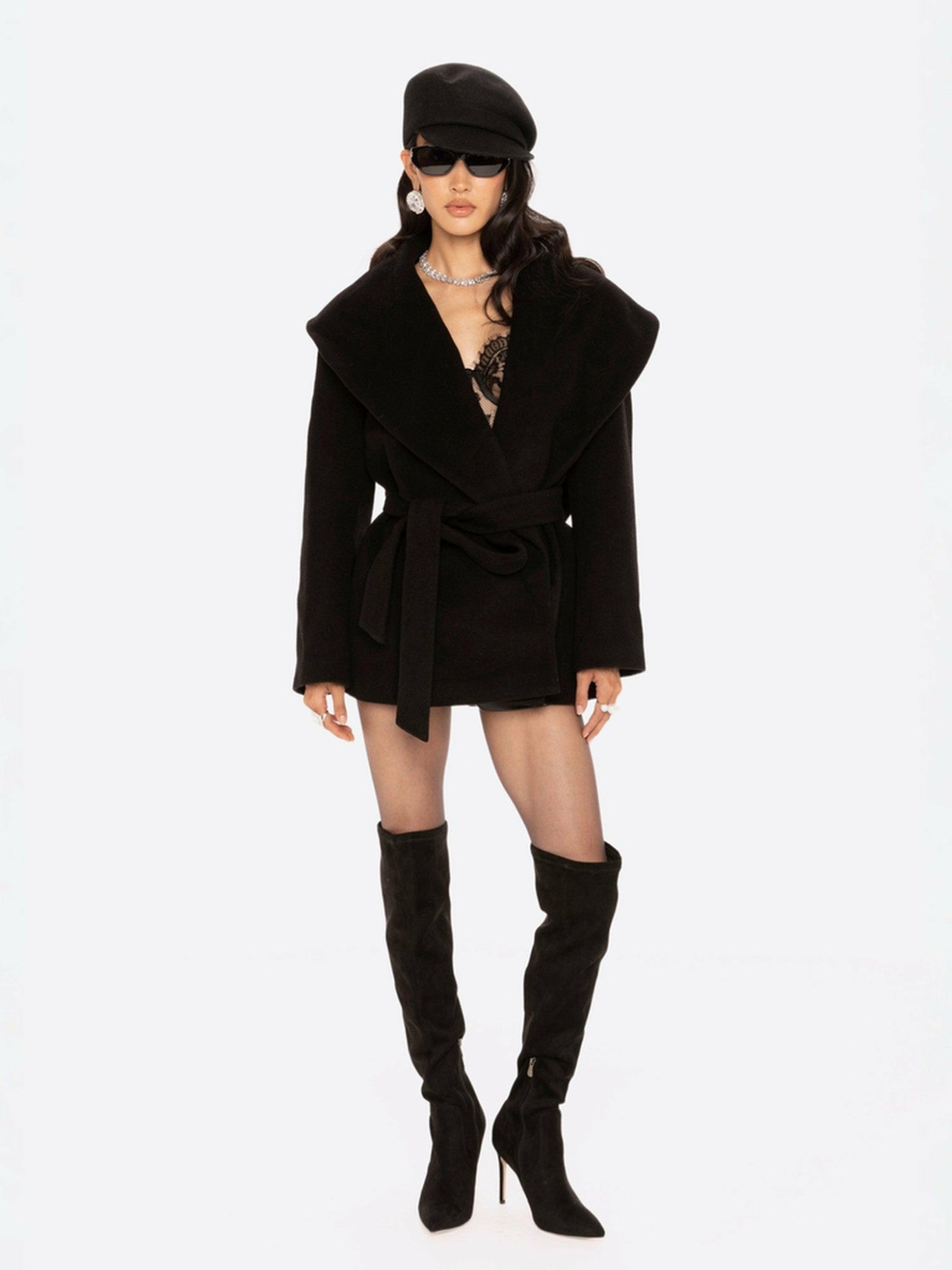 Victoria Bow Coat: Black Wool Coat for Date Night | Nana Jacqueline