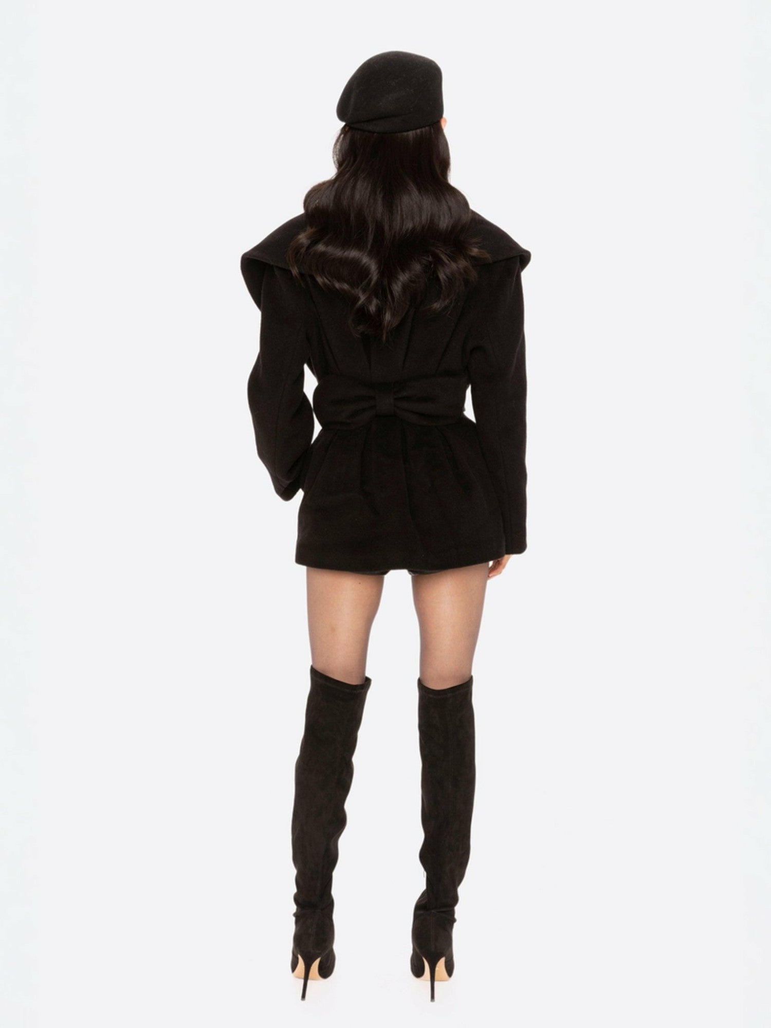 Victoria Bow Coat: Black Wool Coat for Date Night | Nana Jacqueline