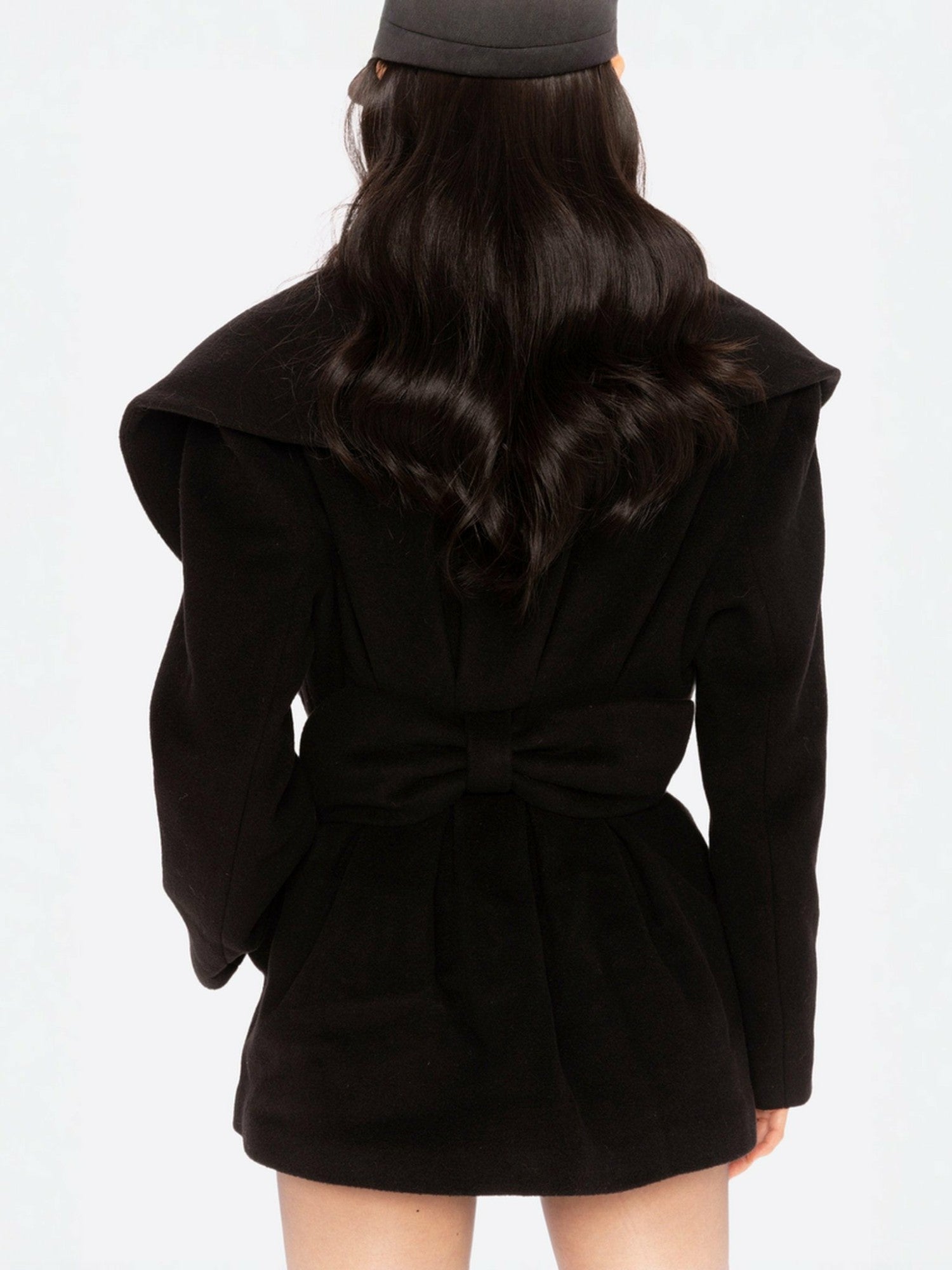Victoria Bow Coat: Black Wool Coat for Date Night | Nana Jacqueline