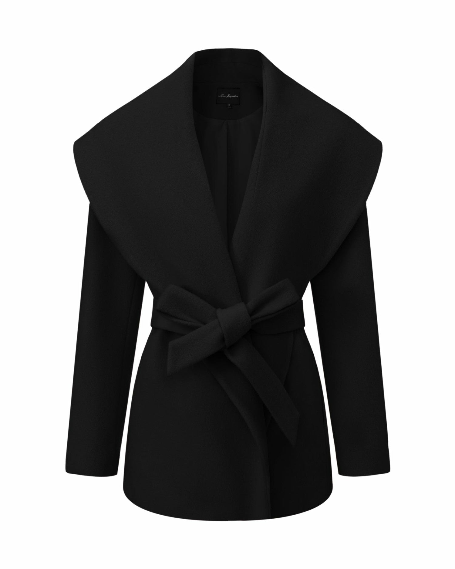 Victoria Bow Coat: Black Wool Coat for Date Night | Nana Jacqueline