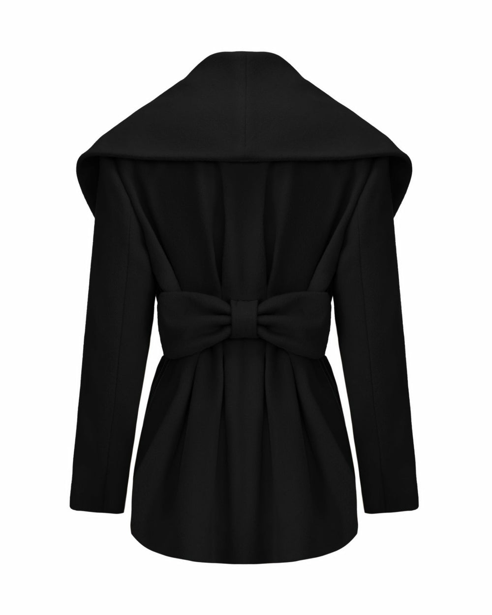 Victoria Bow Coat: Black Wool Coat for Date Night | Nana Jacqueline