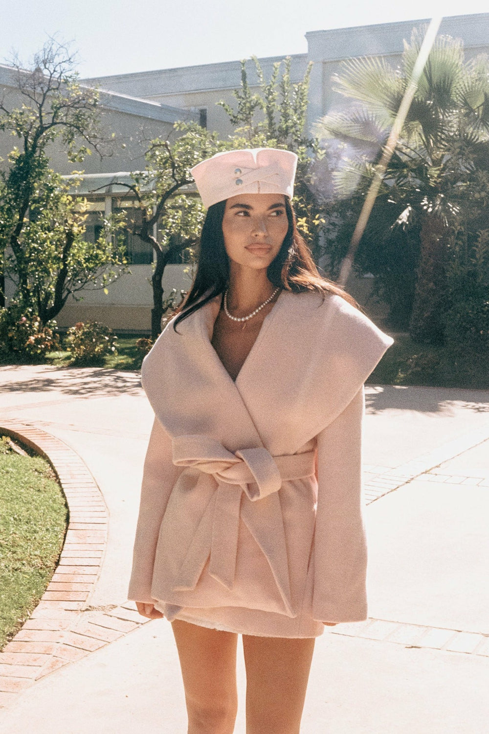 Victoria Bow Coat: Pink Coat for Date Night | Nana Jacqueline