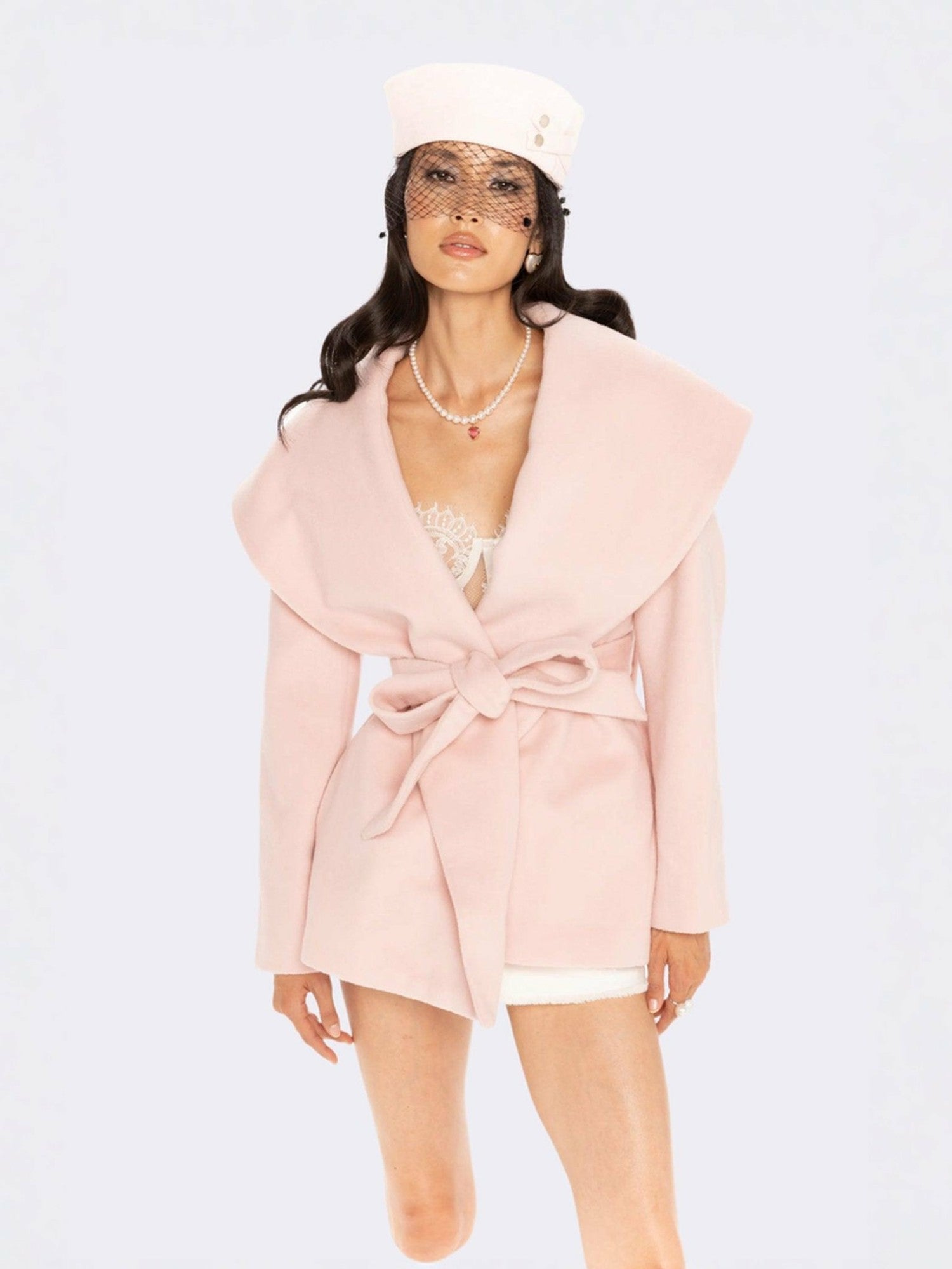 Victoria Bow Coat: Pink Coat for Date Night | Nana Jacqueline