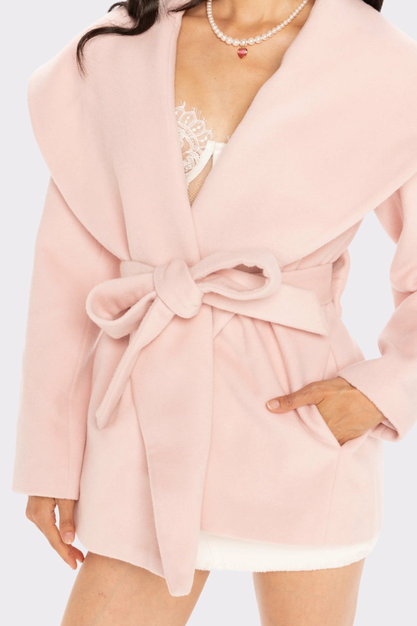Victoria Bow Coat: Pink Coat for Date Night | Nana Jacqueline