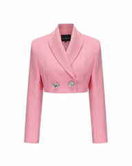 Veronica Crop Blazer: Pink Crop Blazer for Brunch | Nana Jacqueline