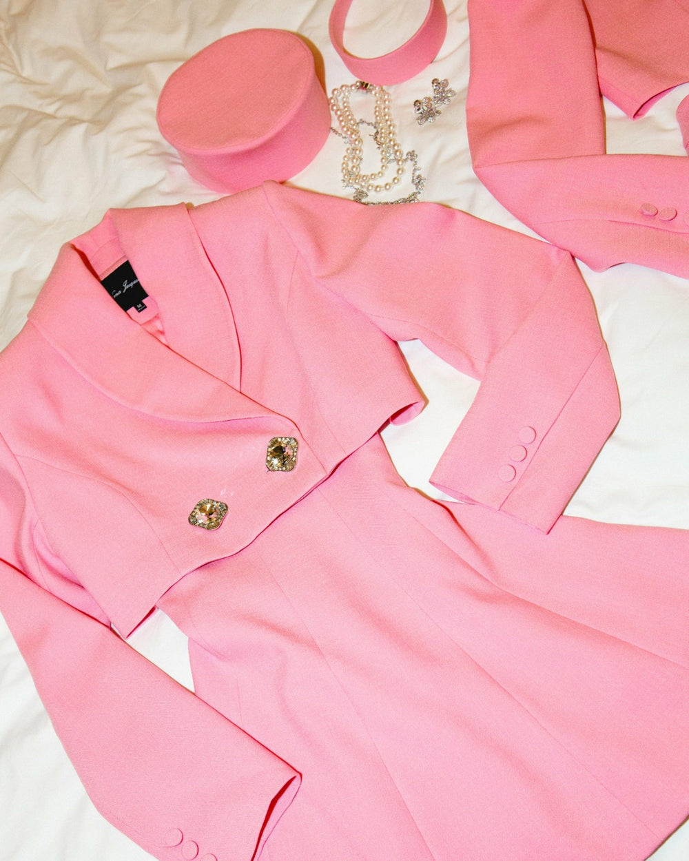 Veronica Crop Blazer: Pink Crop Blazer for Brunch | Nana Jacqueline