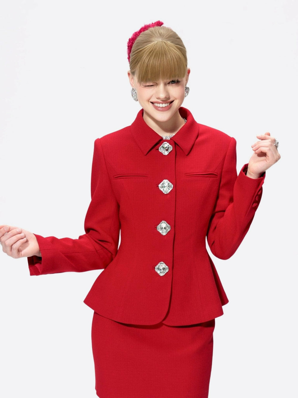 Vanessa Blazer: Red Blazer for Holiday Party | Nana Jacqueline