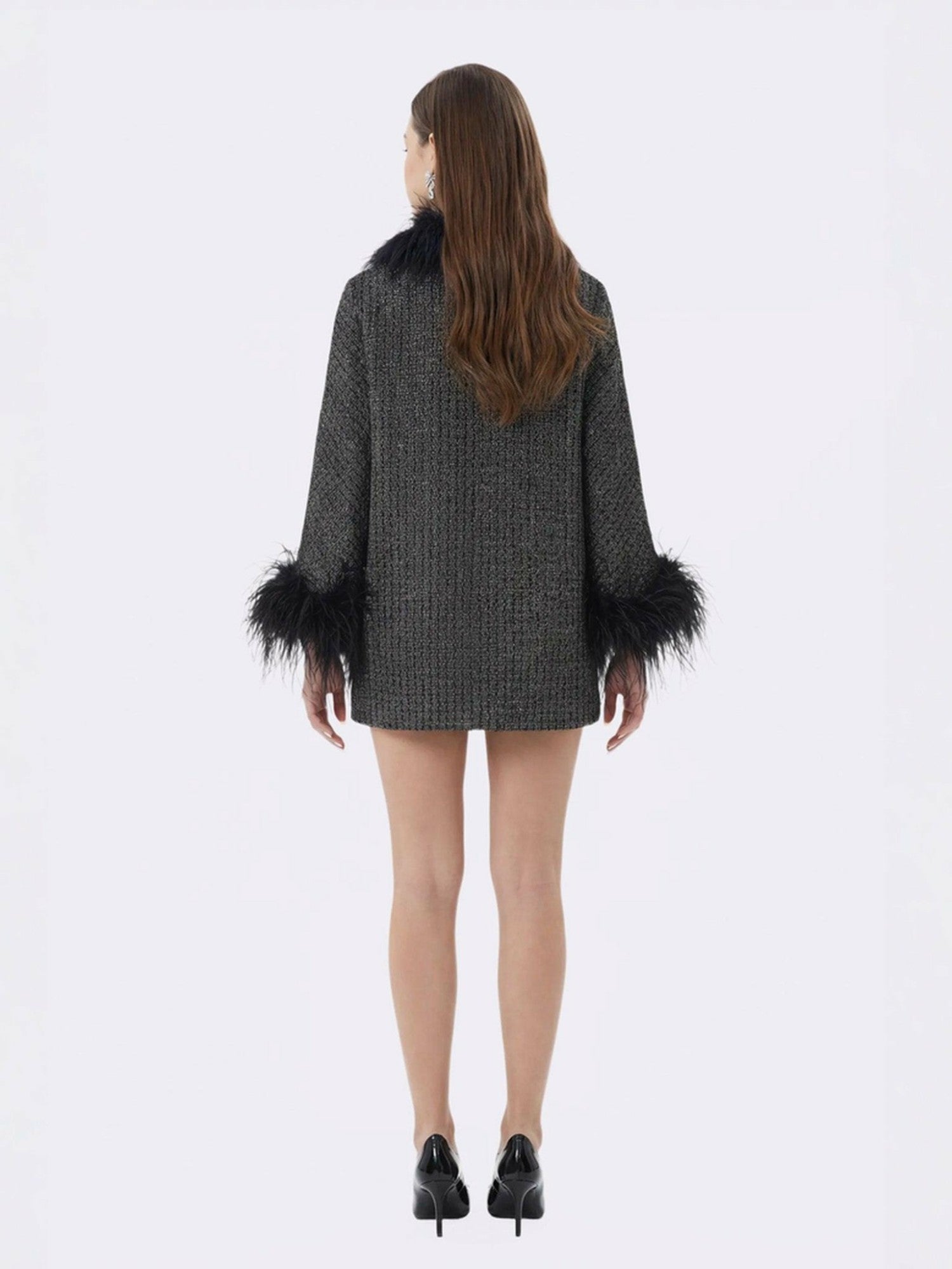 Renée Feather Coat: Black Coat for Cocktail Party | Nana Jacqueline