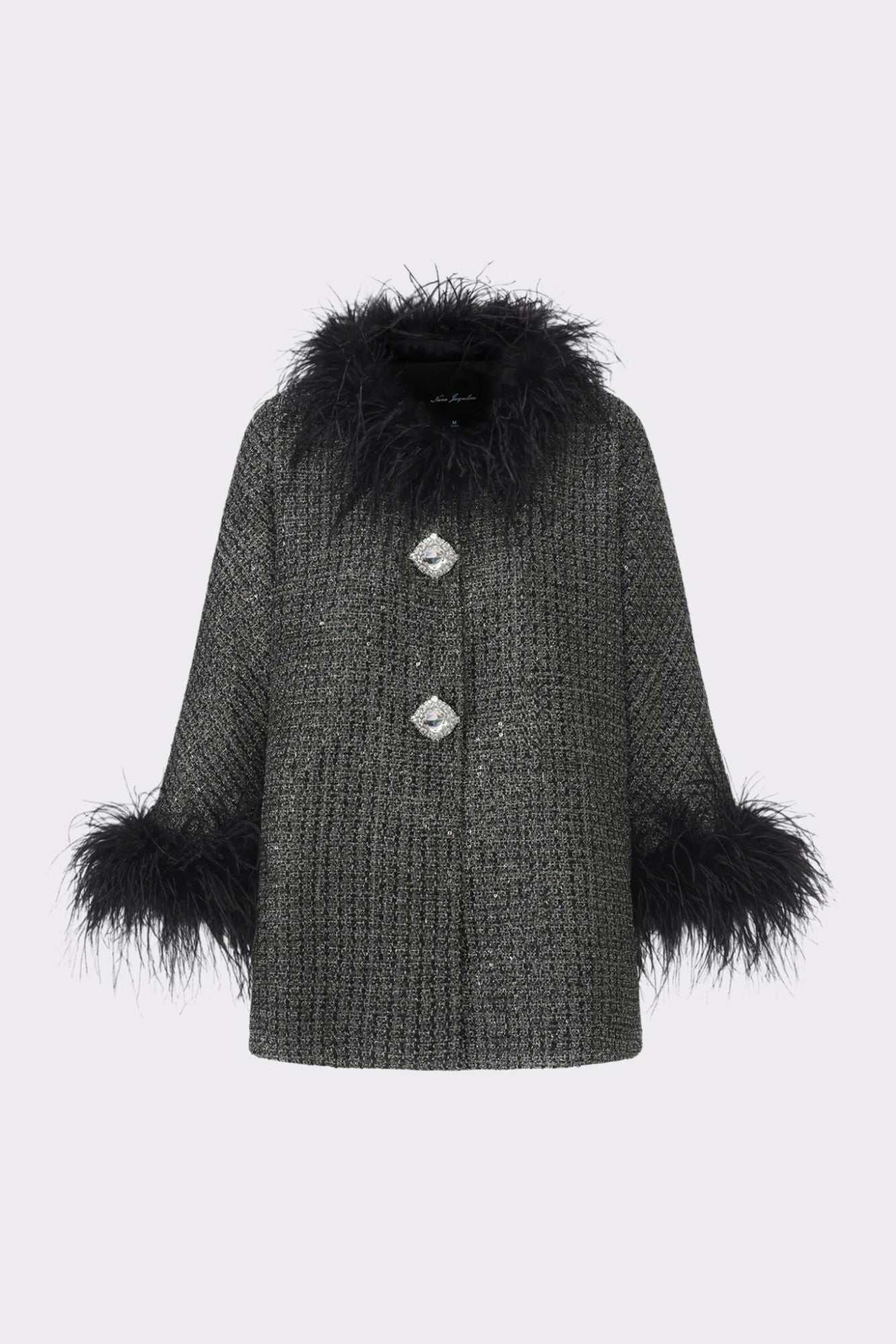 Renée Feather Coat: Black Coat for Cocktail Party | Nana Jacqueline