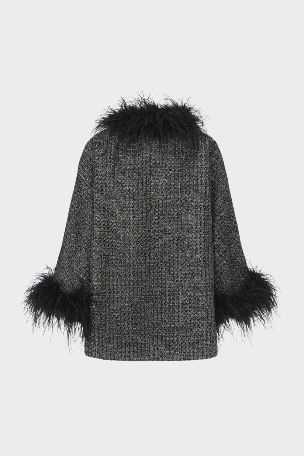 Renée Feather Coat: Black Coat for Cocktail Party | Nana Jacqueline