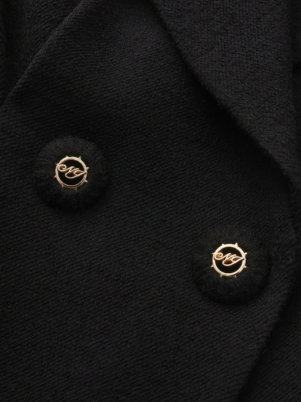 Black Wool-Blend Coat with Bow-Back | Nana Jacqueline
