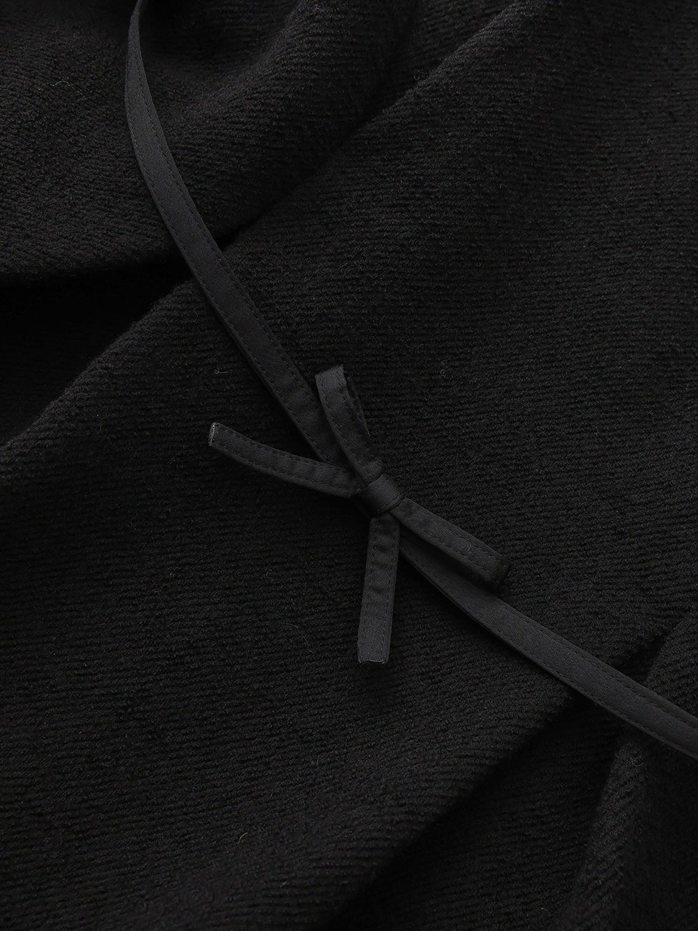Black Wool-Blend Coat with Bow-Back | Nana Jacqueline