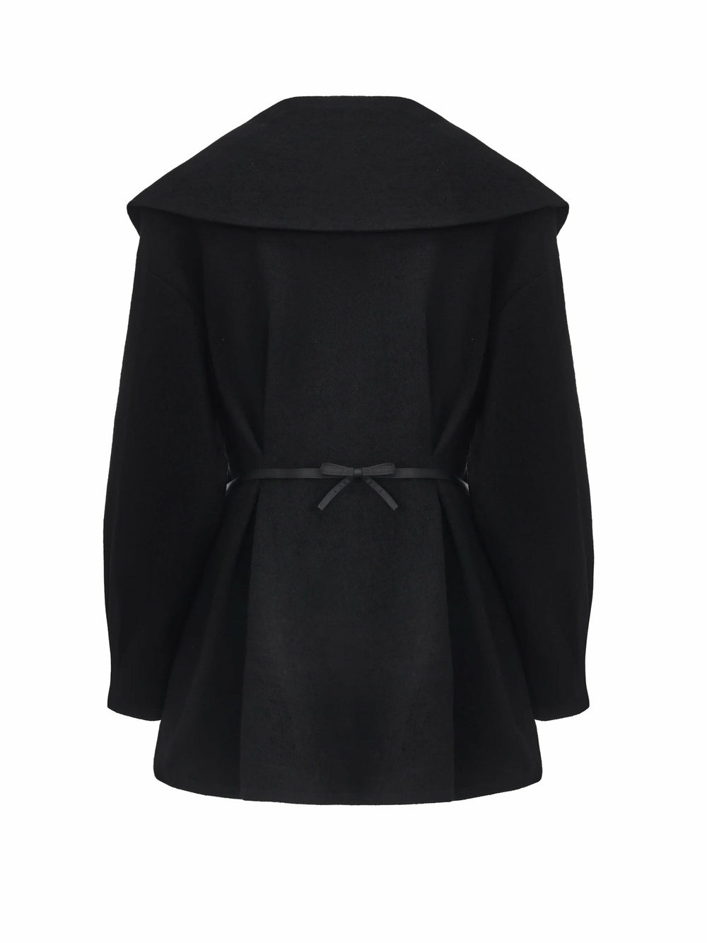 Black Wool-Blend Coat with Bow-Back | Nana Jacqueline