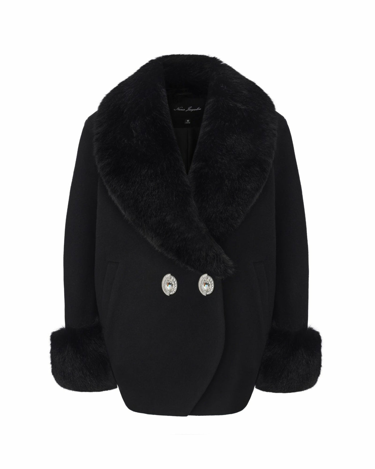 Althea Faux Fur Collar Cocoon Coat: Black Coat for Winter Evening Event | Nana Jacqueline