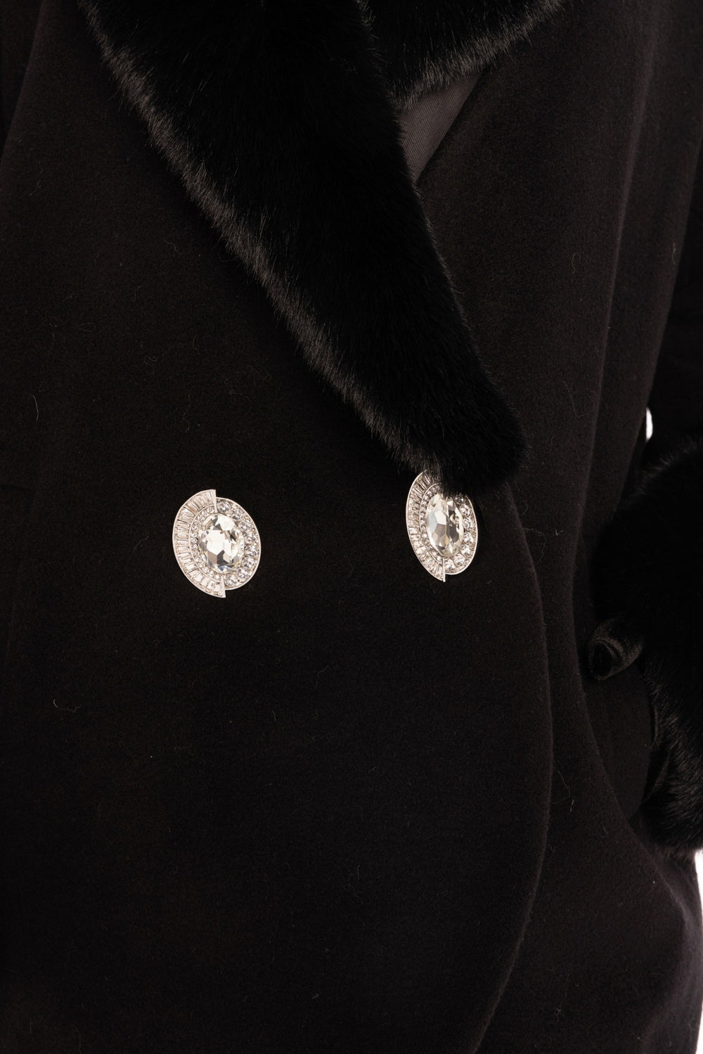 Althea Faux Fur Collar Cocoon Coat: Black Coat for Winter Evening Event | Nana Jacqueline