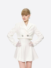 Veronica Crop Blazer: White Blazer for Engagement Party | Nana Jacqueline