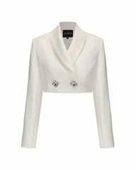 Veronica Crop Blazer: White Blazer for Engagement Party | Nana Jacqueline