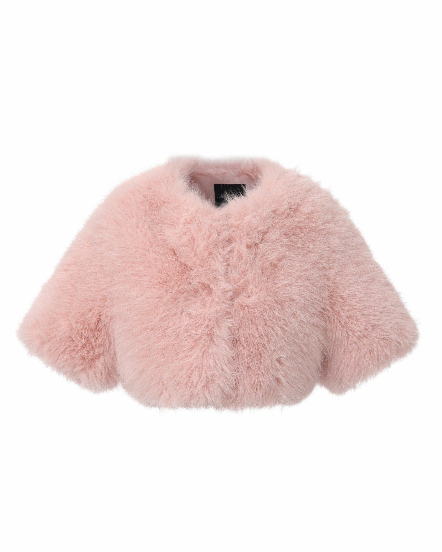 Thalia Cropped Faux Fur Jacket: Pink Jacket for Cocktail Party | Nana Jacqueline
