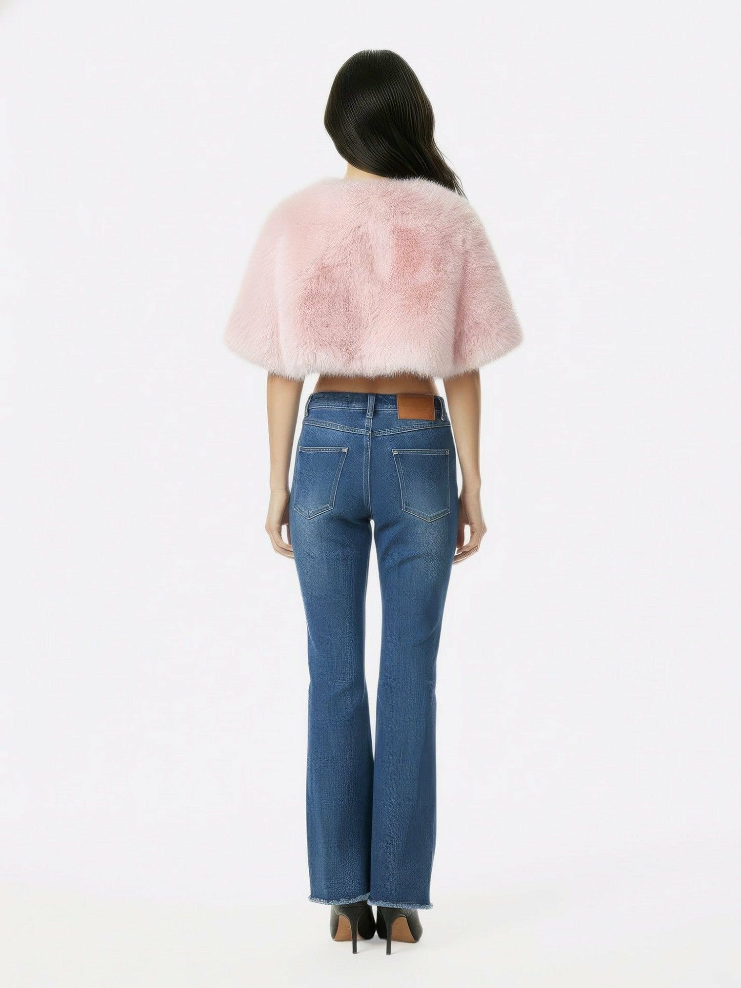 Thalia Cropped Faux Fur Jacket: Pink Jacket for Cocktail Party | Nana Jacqueline