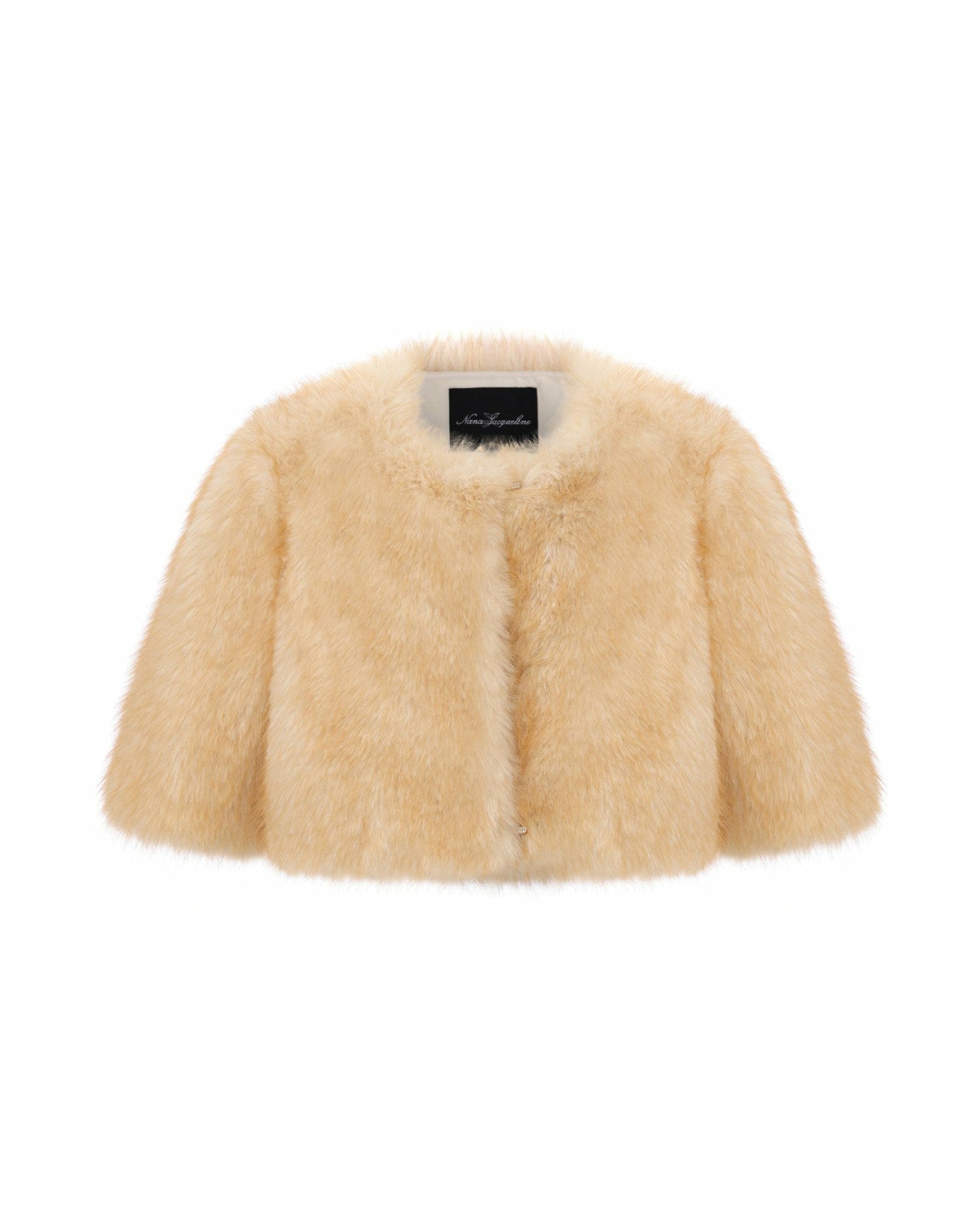 Thalia Cropped Faux Fur Jacket: Yellow Jacket for Cocktail Party | Nana Jacqueline