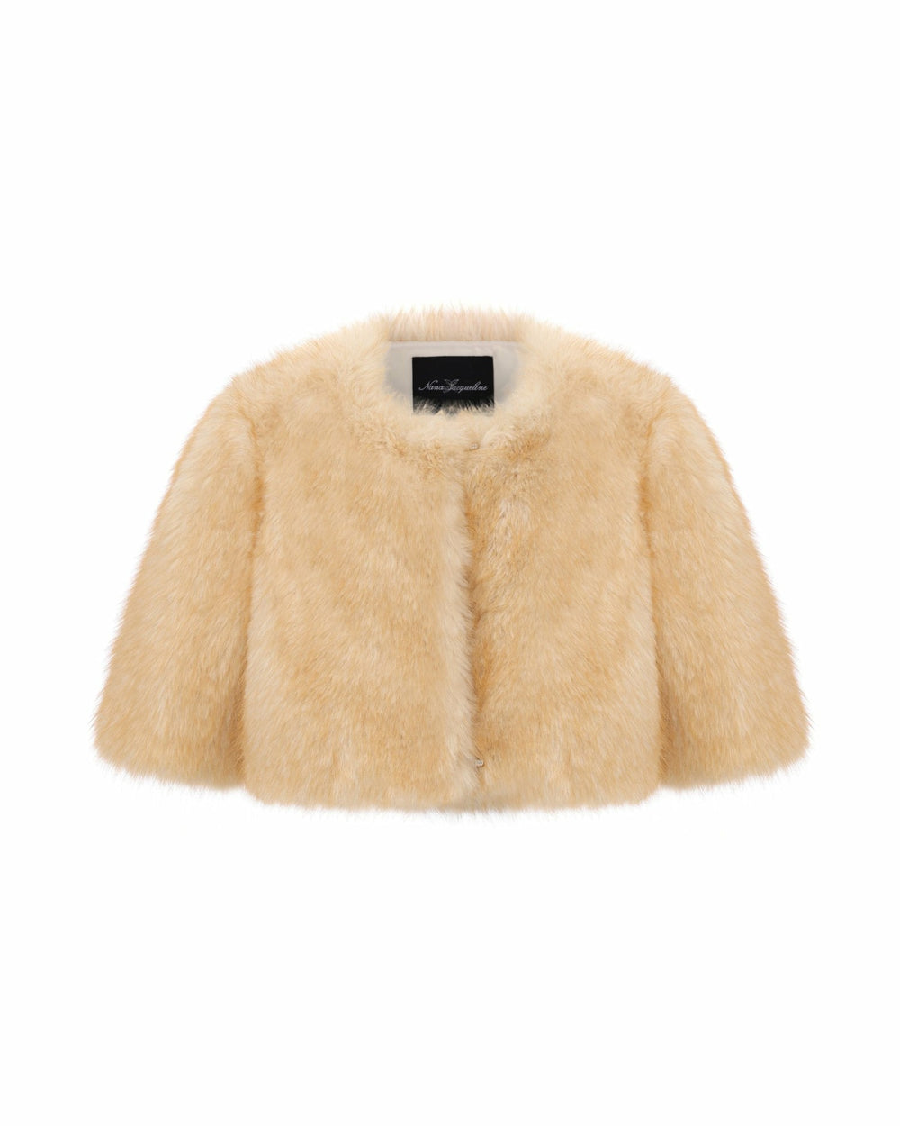 Thalia Cropped Faux Fur Jacket: Yellow Jacket for Cocktail Party | Nana Jacqueline