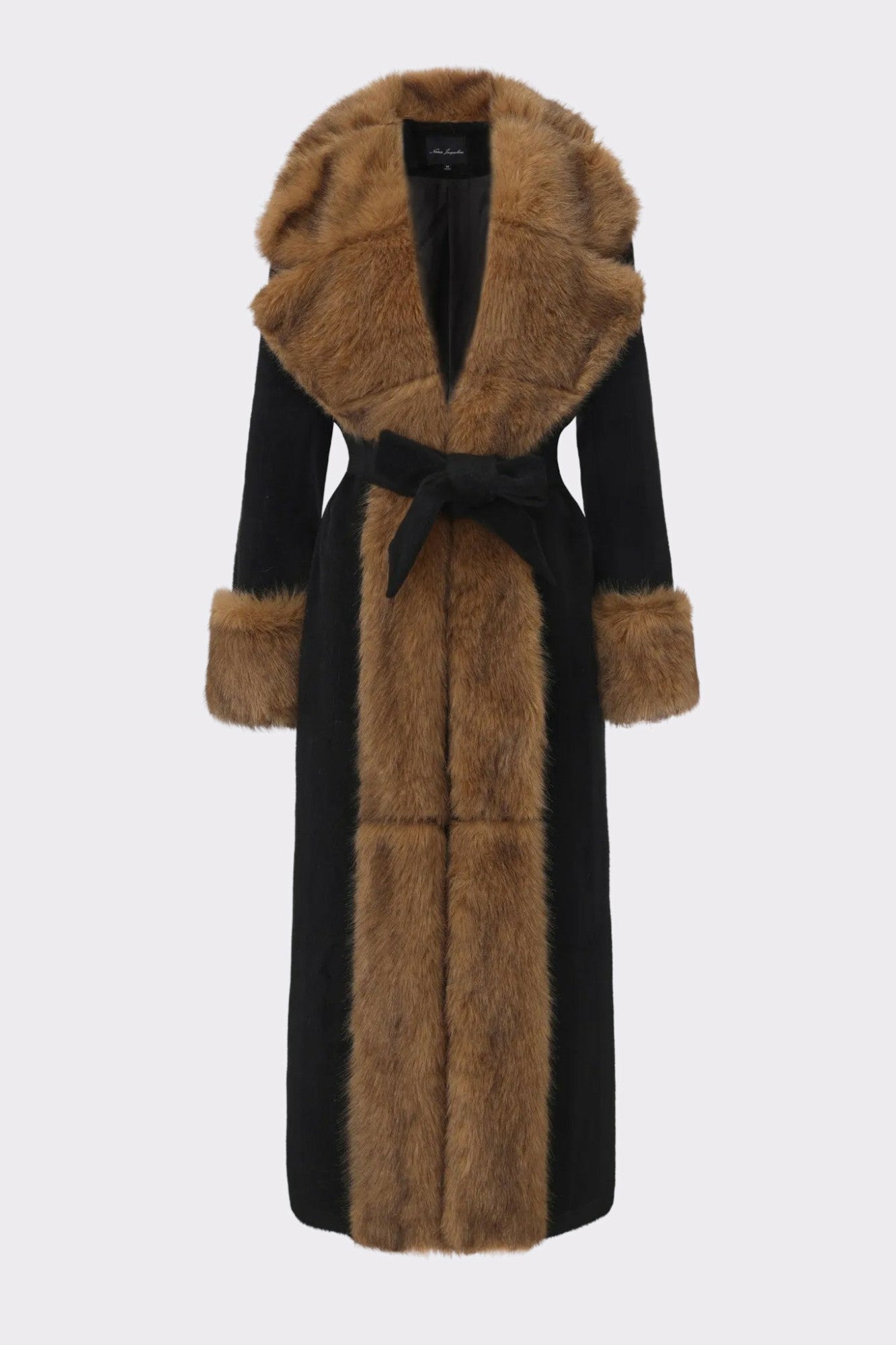 Adriana Faux Fur Coat: Black Long Coat for Cocktail Party | Nana Jacqueline
