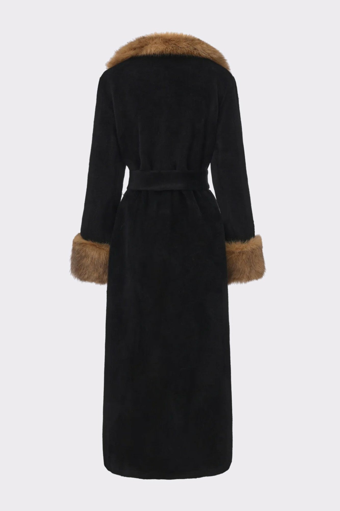 Adriana Faux Fur Coat: Black Long Coat for Cocktail Party | Nana Jacqueline
