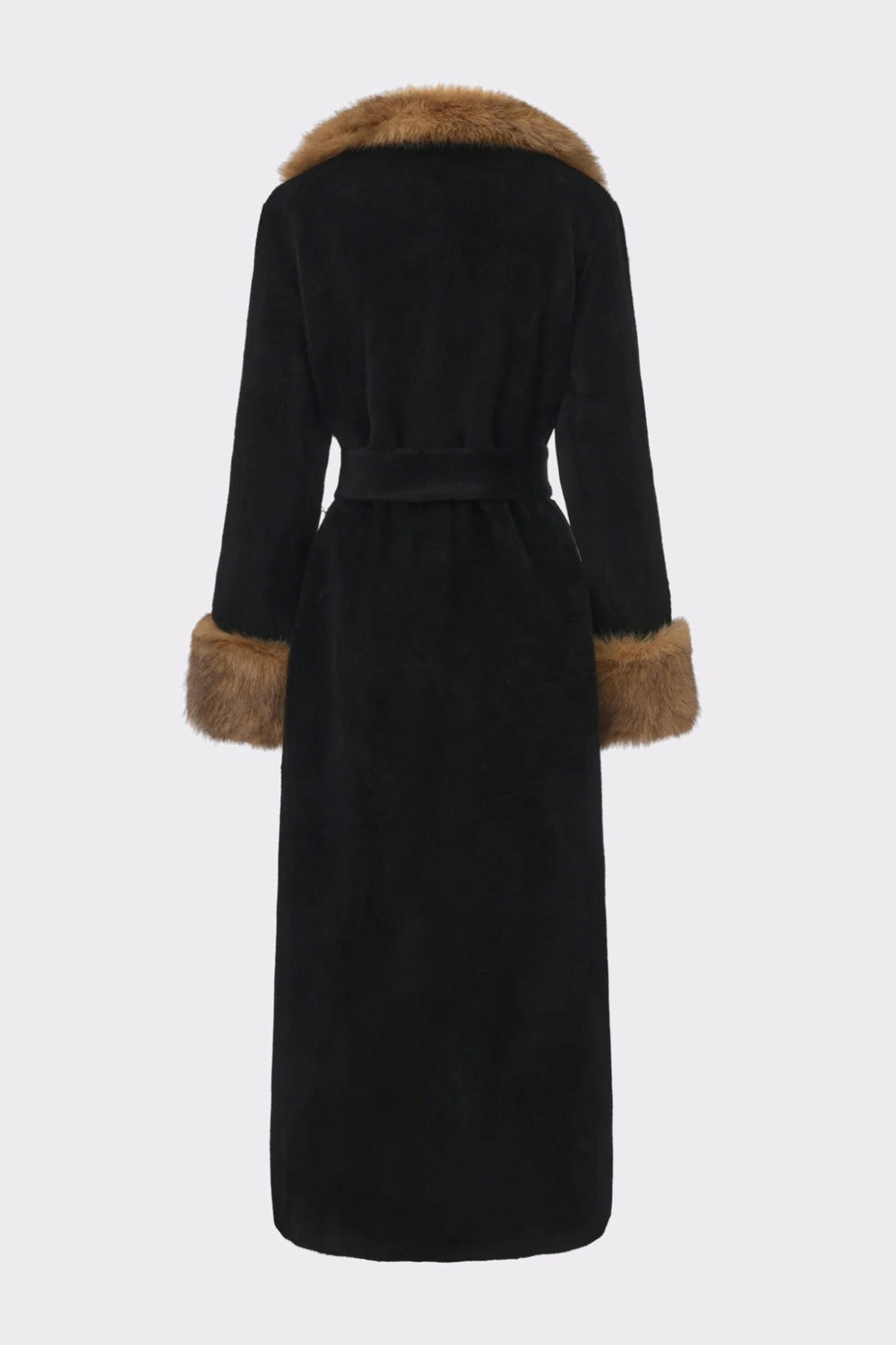 Adriana Faux Fur Coat: Black Long Coat for Cocktail Party | Nana Jacqueline