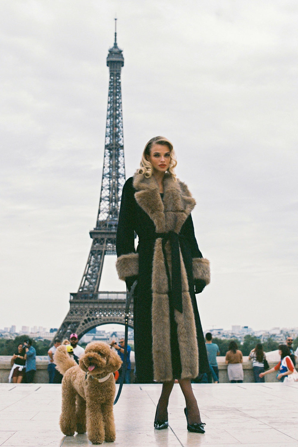Adriana Faux Fur Coat: Black Long Coat for Cocktail Party | Nana Jacqueline