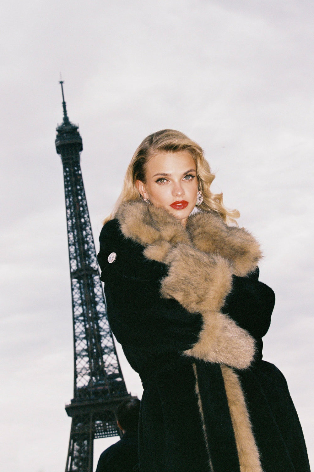 Adriana Faux Fur Coat: Black Long Coat for Cocktail Party | Nana Jacqueline