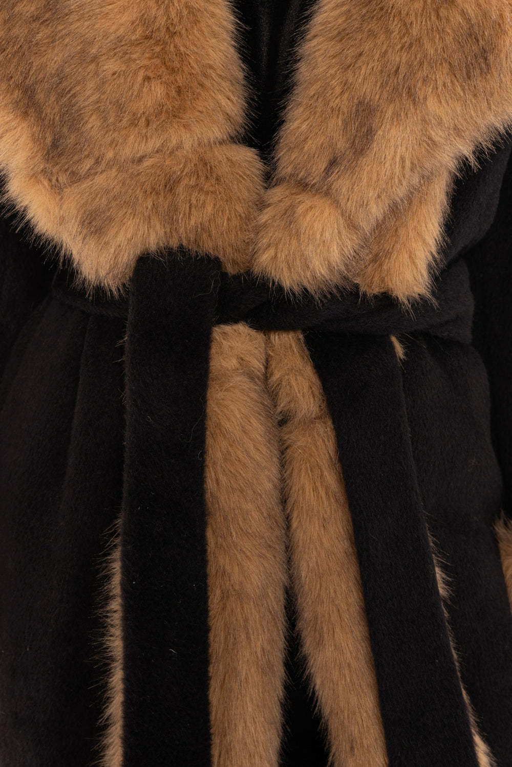 Adriana Faux Fur Coat: Black Long Coat for Cocktail Party | Nana Jacqueline