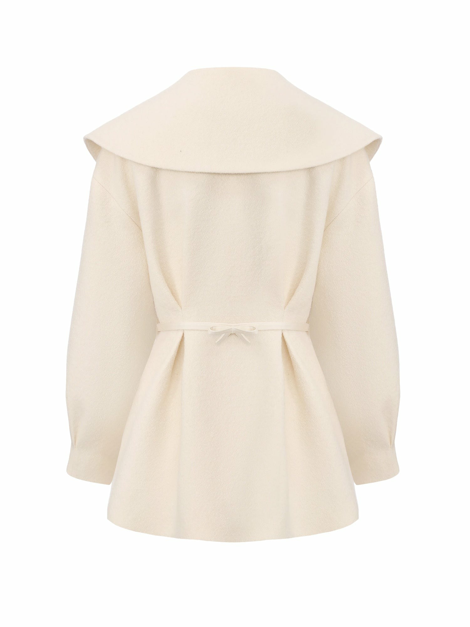 Ivory Wool-Blend Coat with Bow-Back | Nana Jacqueline