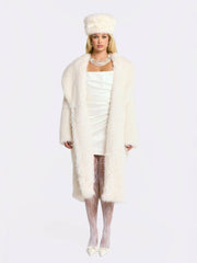 Marisa Fur Coat: White Coat for Winter Cocktail Party | Nana Jacqueline