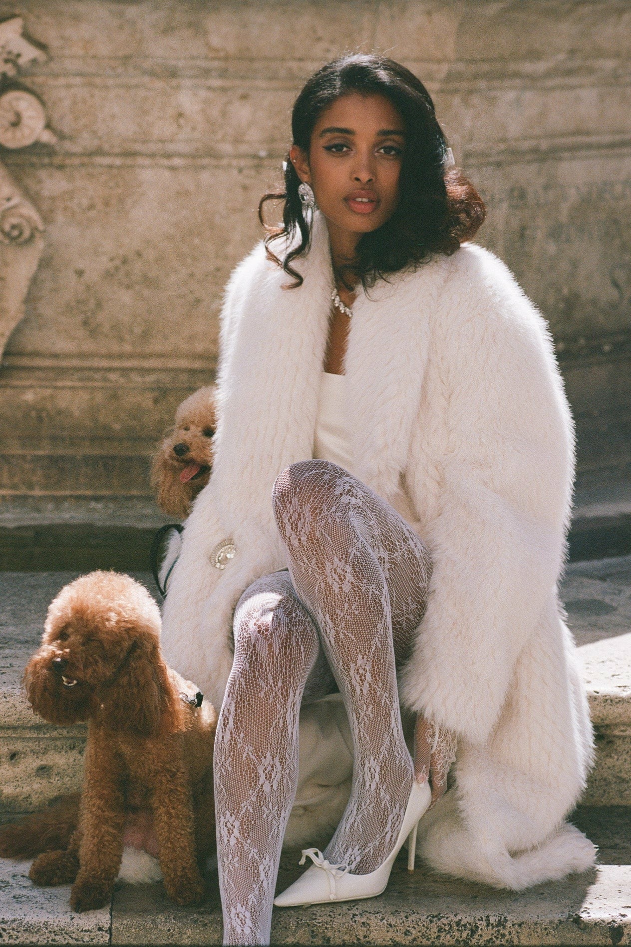 Marisa Fur Coat: White Coat for Winter Cocktail Party | Nana Jacqueline