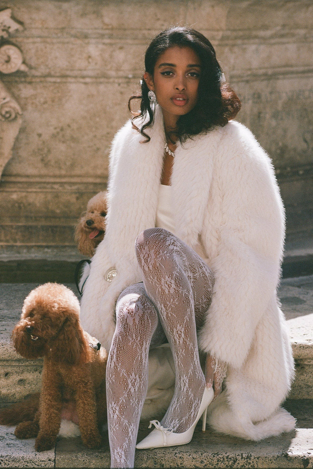 Marisa Fur Coat: White Coat for Winter Cocktail Party | Nana Jacqueline