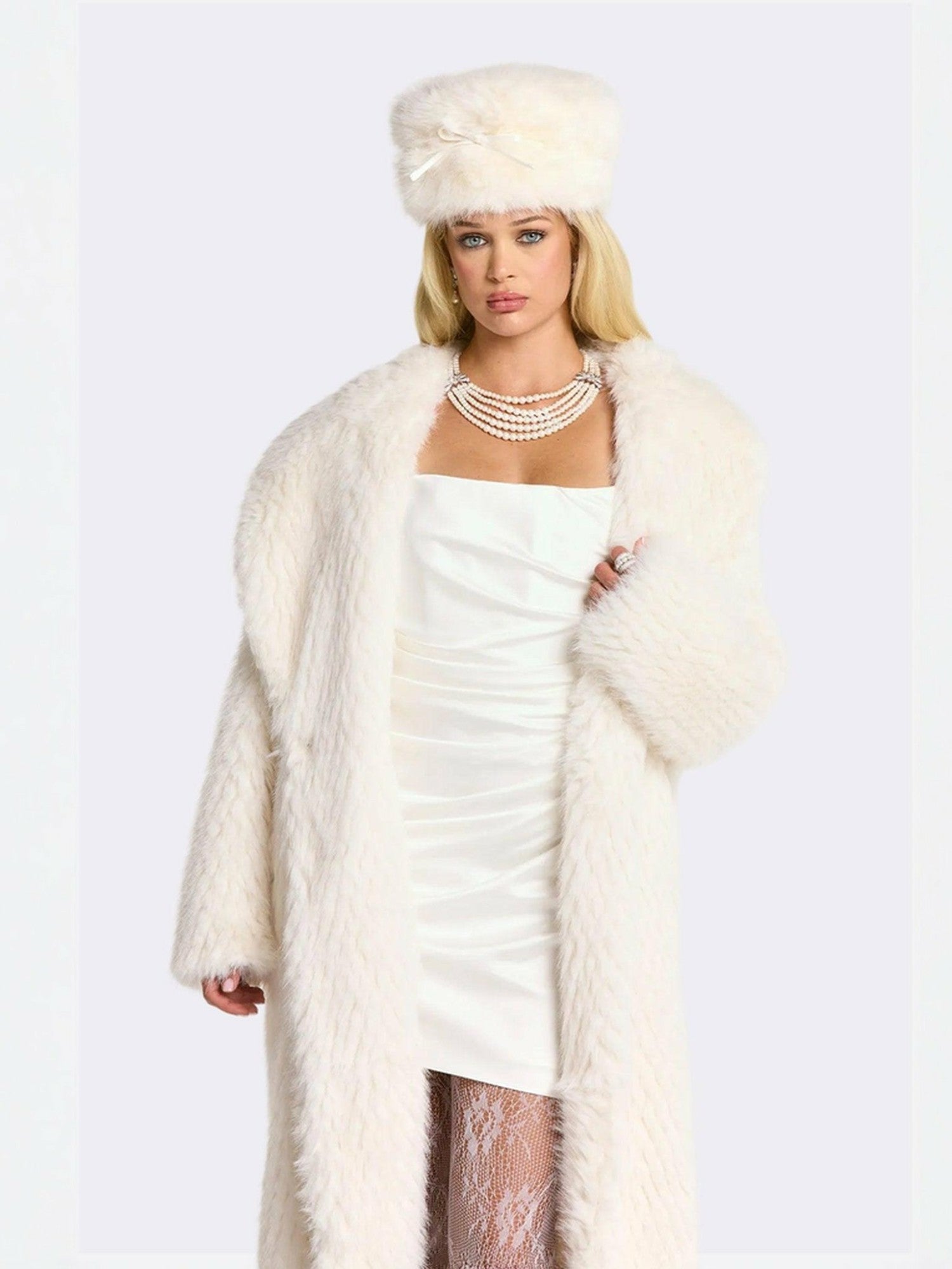 Marisa Fur Coat: White Coat for Winter Cocktail Party | Nana Jacqueline