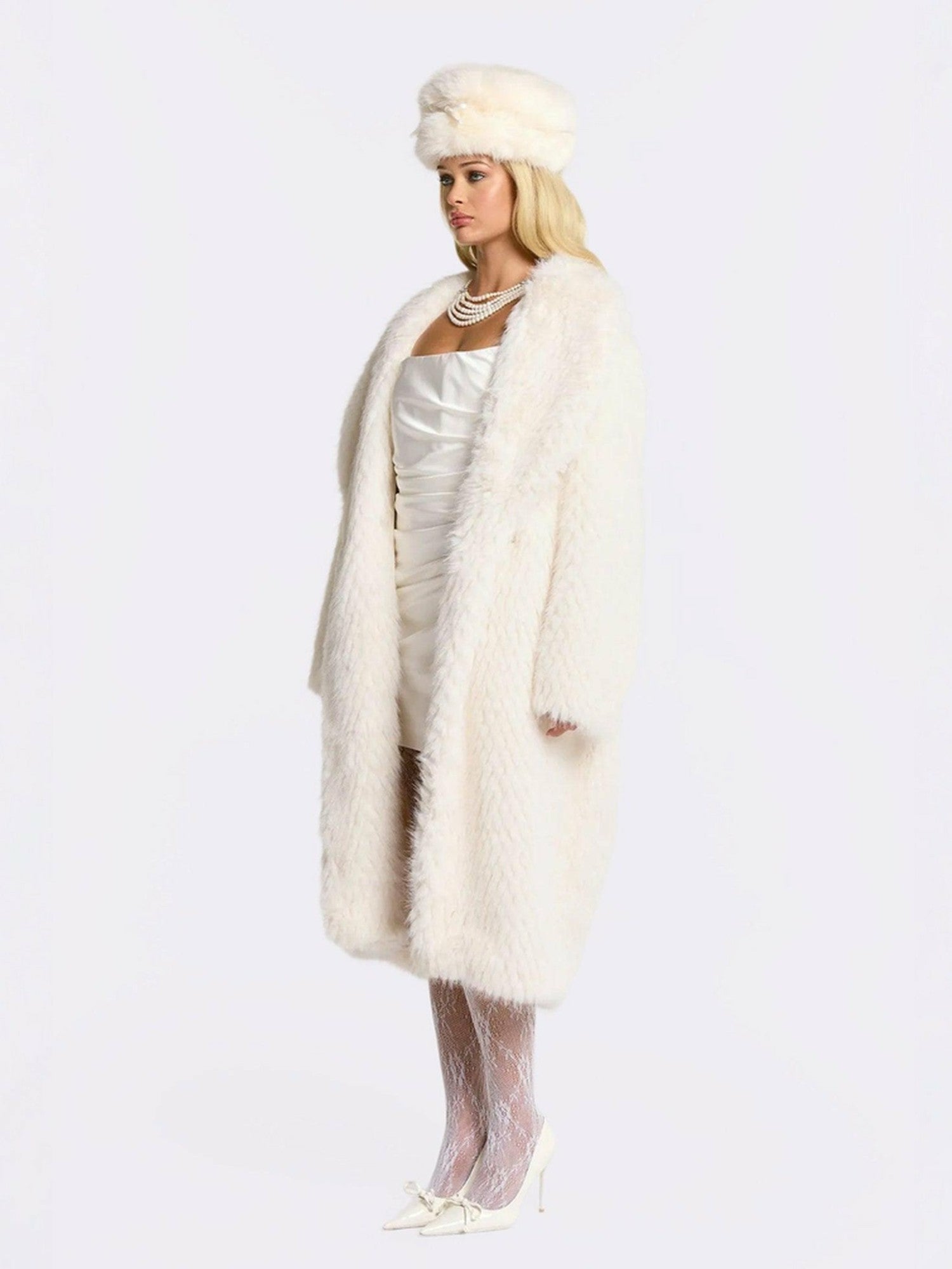 Marisa Fur Coat: White Coat for Winter Cocktail Party | Nana Jacqueline