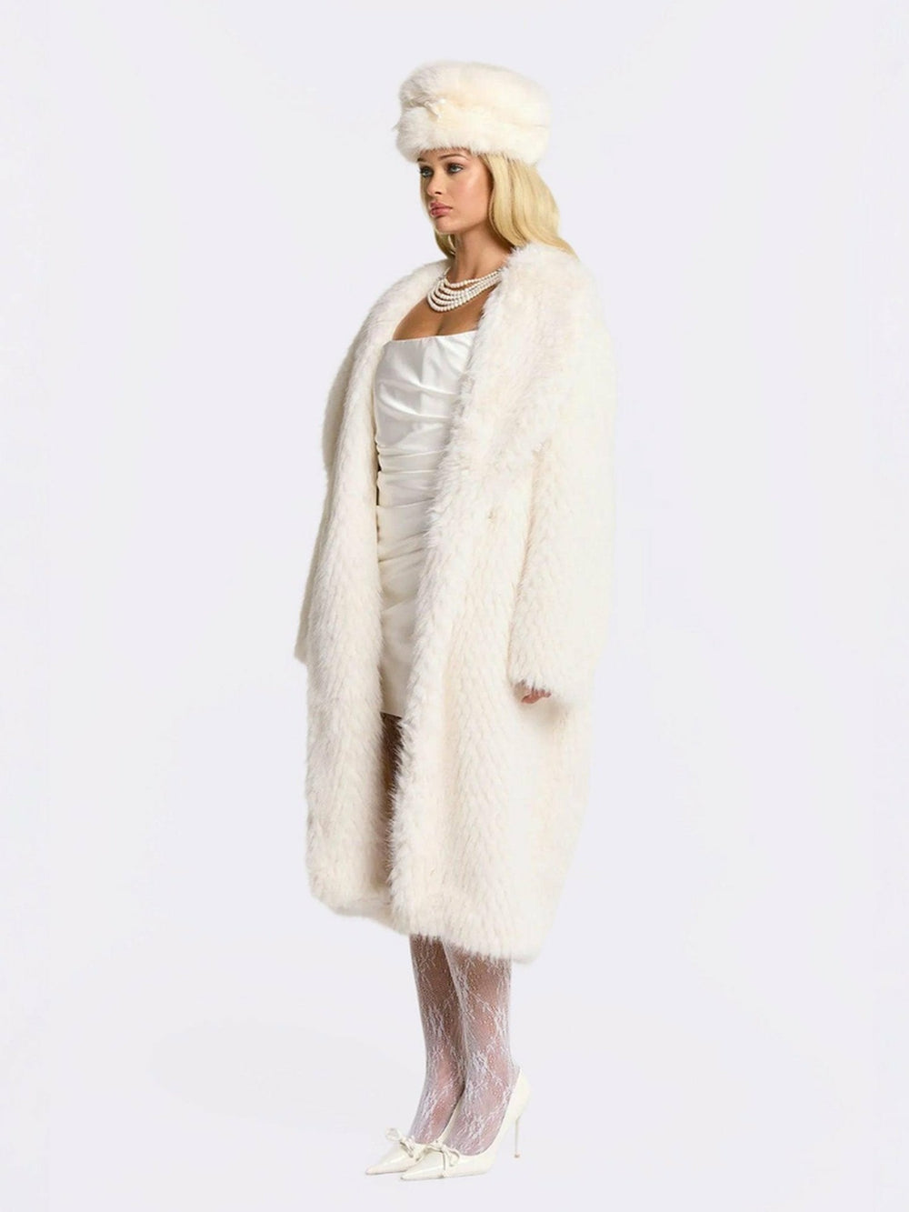 Marisa Fur Coat: White Coat for Winter Cocktail Party | Nana Jacqueline
