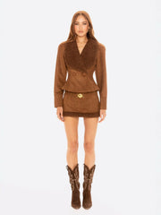 Celine Suede Coat: Brown Suede Coat for Fall Evening Outfit | Nana Jacqueline