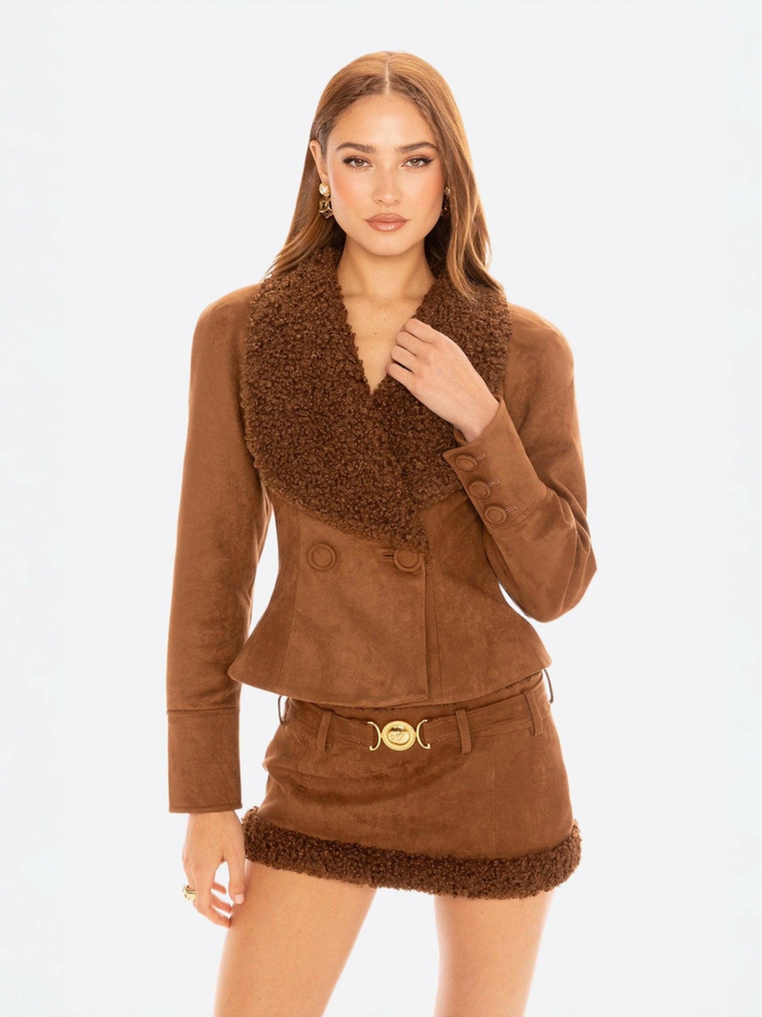 Celine Suede Coat: Brown Suede Coat for Fall Evening Outfit | Nana Jacqueline