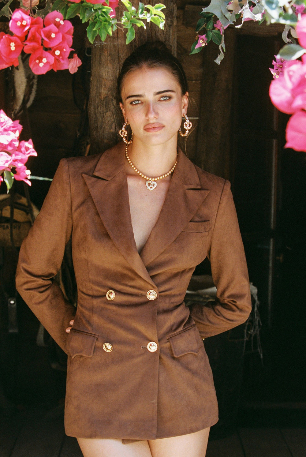 Sienne Suede Blazer: Brown Blazer for Work | Nana Jacqueline