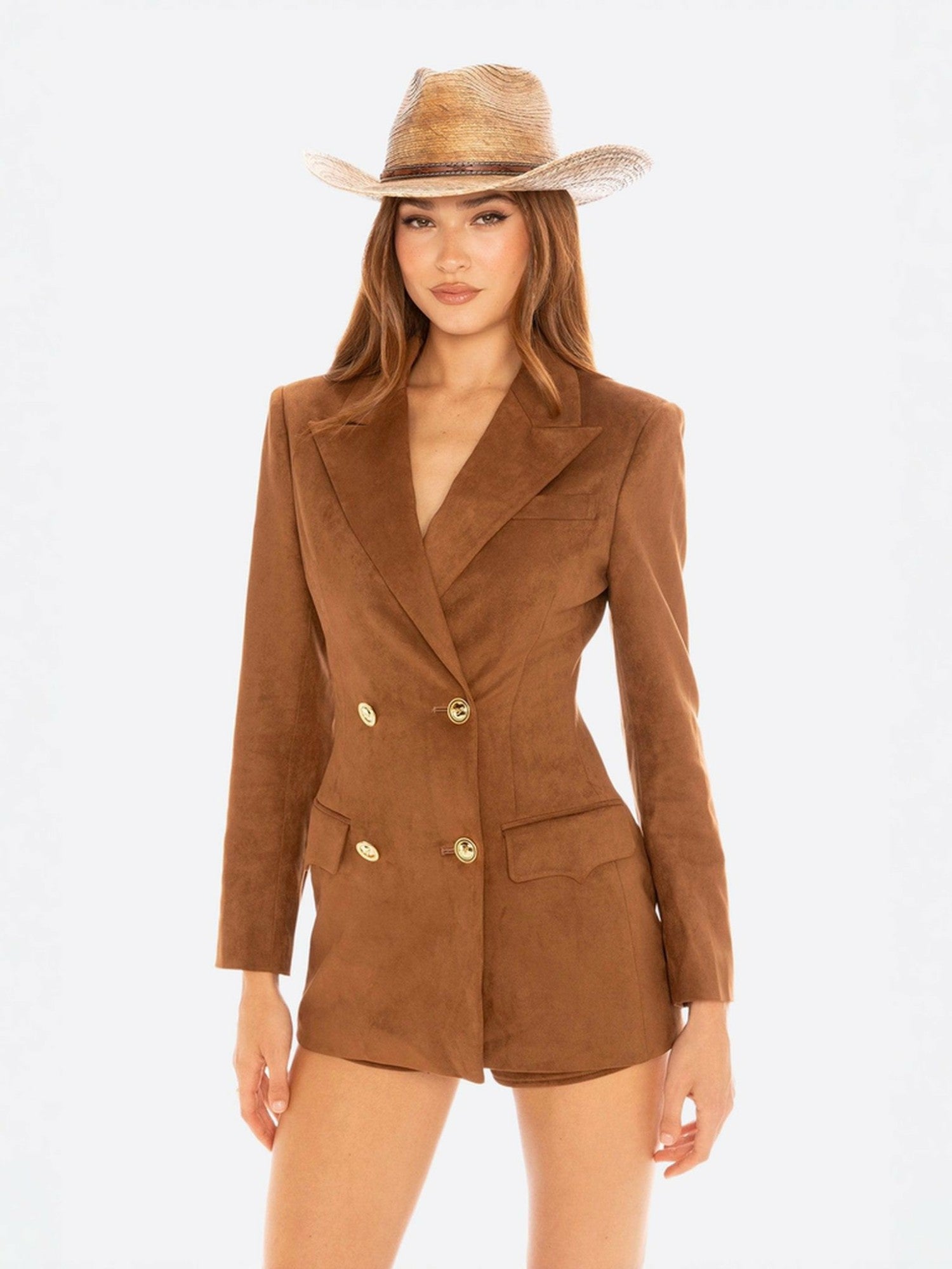 Sienne Suede Blazer: Brown Blazer for Work | Nana Jacqueline