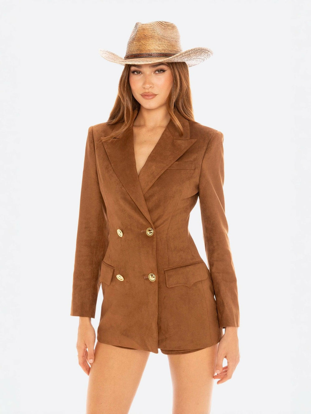 Sienne Suede Blazer: Brown Blazer for Work | Nana Jacqueline