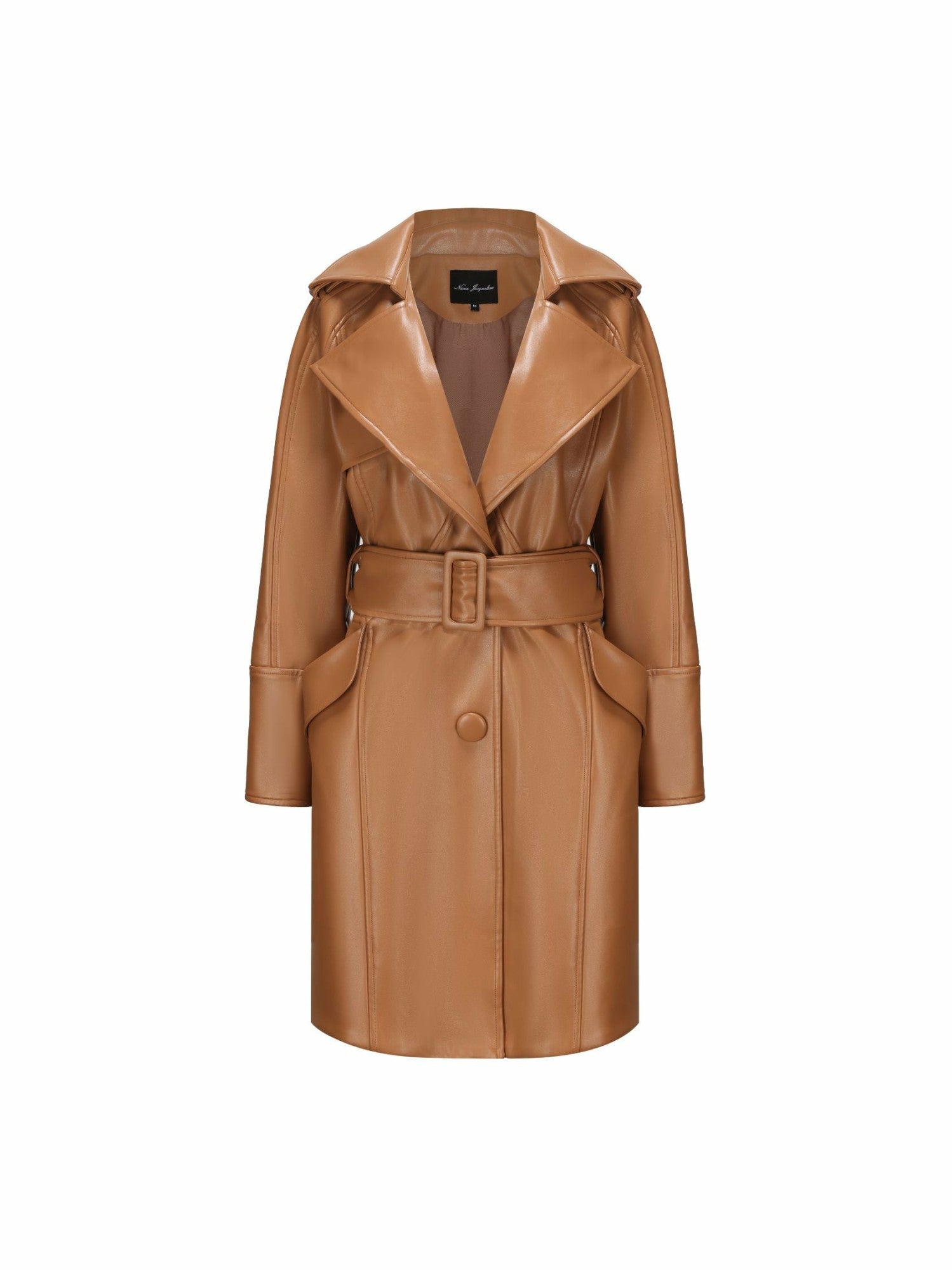 Keira Leather Trench Coat: Brown Trench Coat for Fall Outfits | Nana Jacqueline