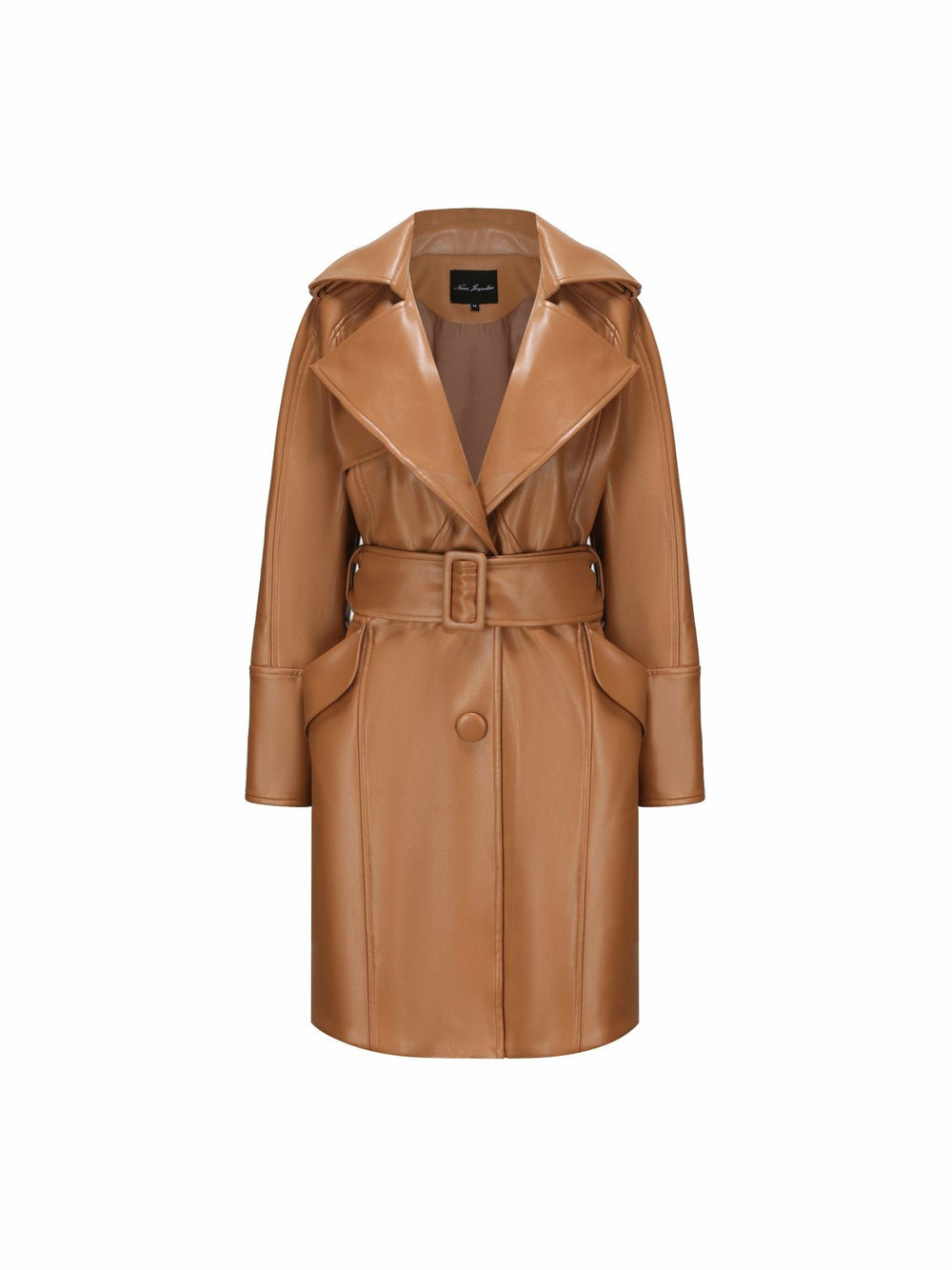 Keira Leather Trench Coat: Brown Trench Coat for Fall Outfits | Nana Jacqueline