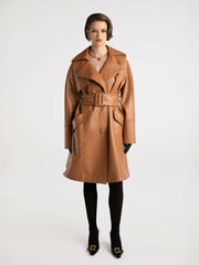 Keira Leather Trench Coat: Brown Trench Coat for Fall Outfits | Nana Jacqueline