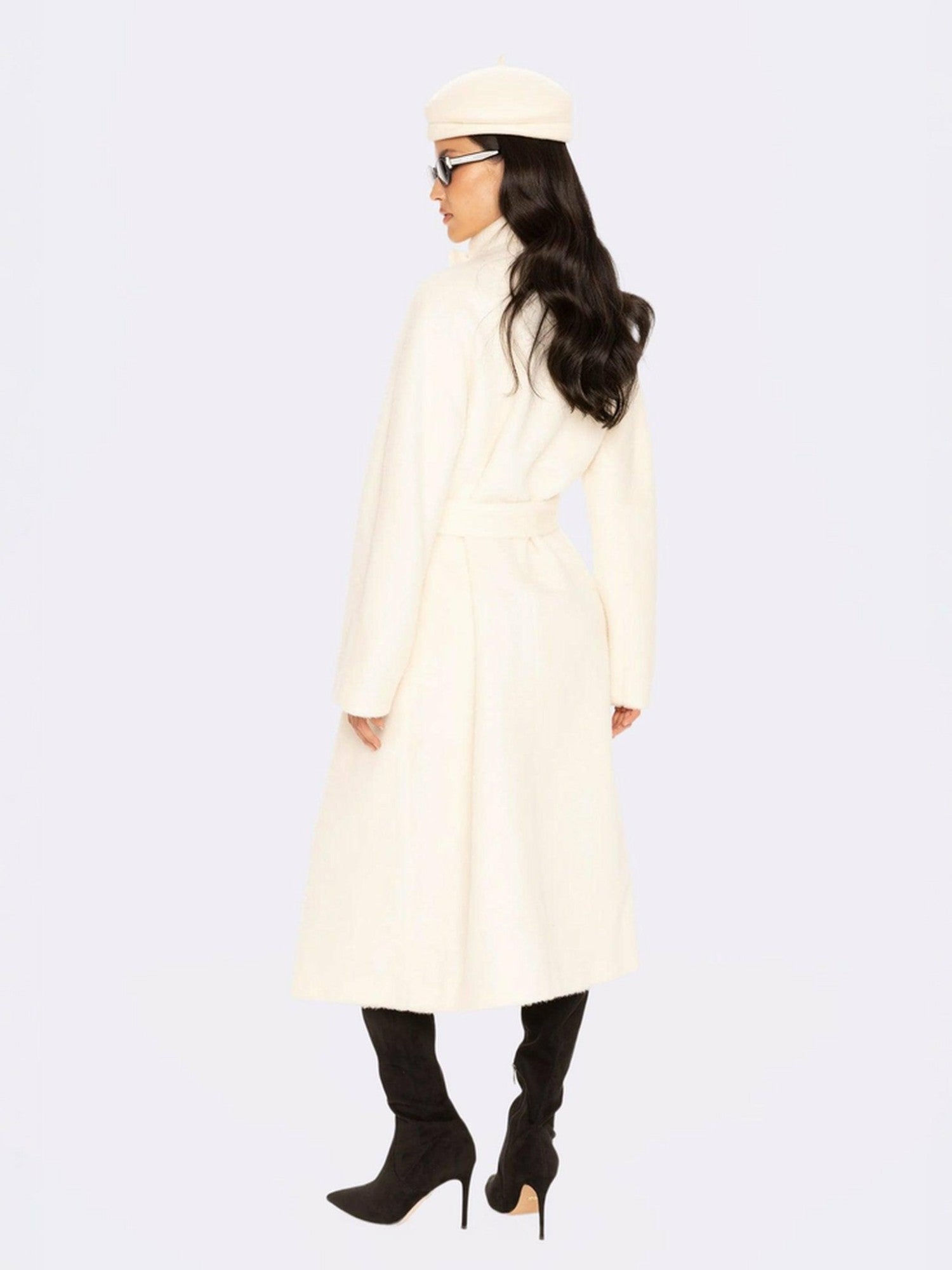 Audrey Long Coat: Off White Coat for Winter Wedding Guest | Nana Jacqueline